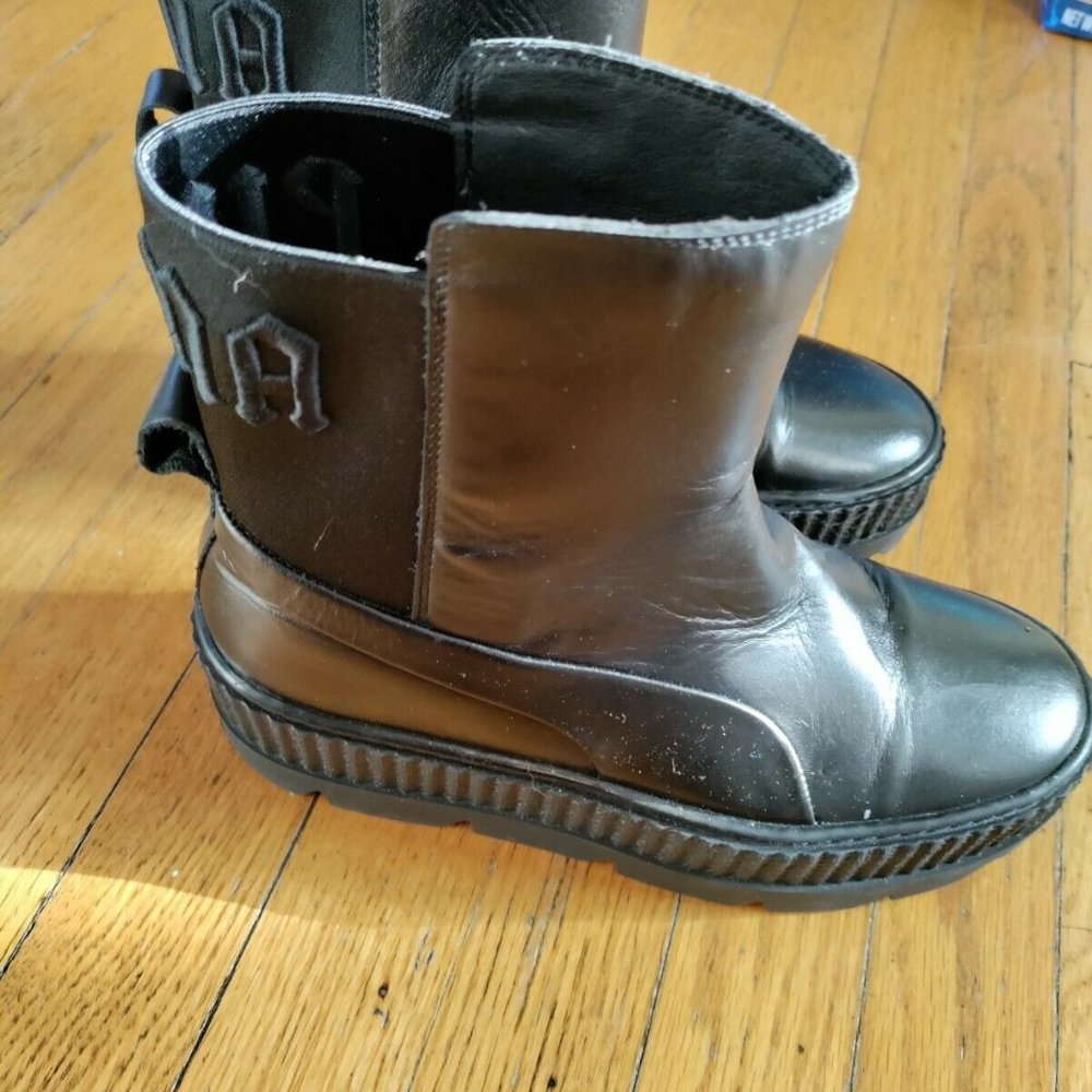 Black Puma Fenty x By Rihanna Chelsea Combat Goth Womens Slip On Ankle Boots